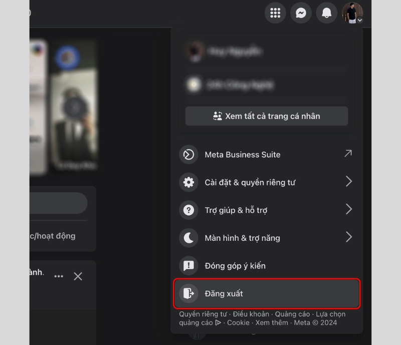 Cách đăng xuất Facebook trên máy tính