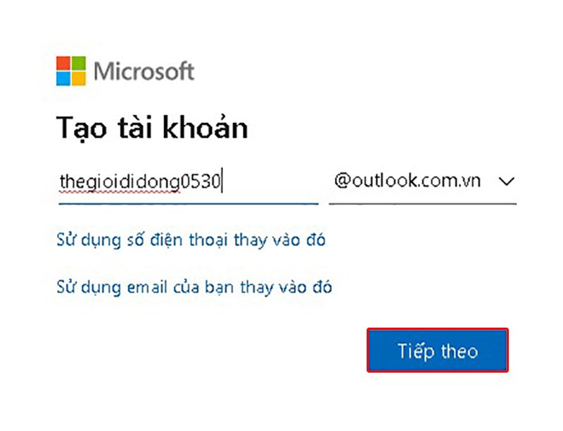 Đăng kí băng số điện thoại hoặc email