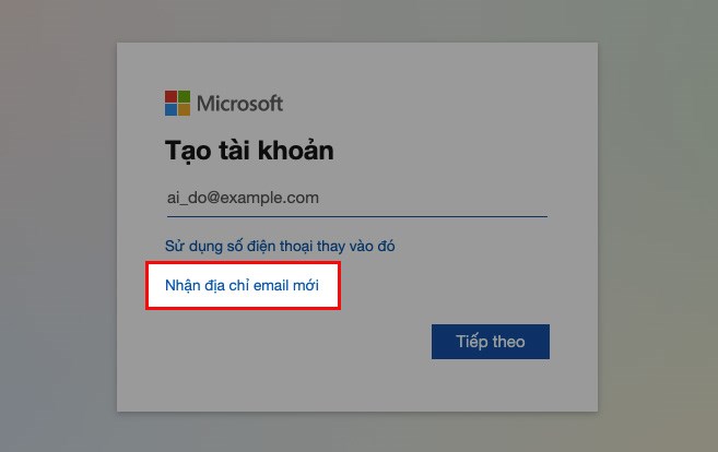 Nhận địa chỉ email mới