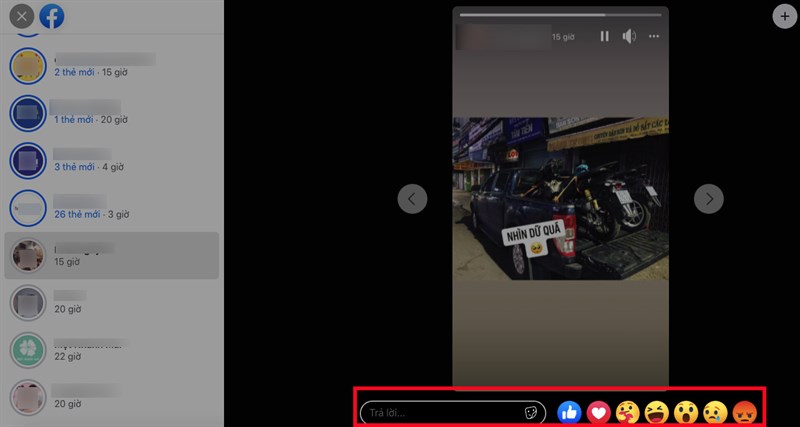 Nhấn vào tin mà bạn muốn xem. Tại đây, bạn có thể trả lời về tin tại ô Trả lời hoặc bày tỏ cảm xúc về tin bằng cách nhấn vào biểu tượng cảm xúc mà bạn muốn