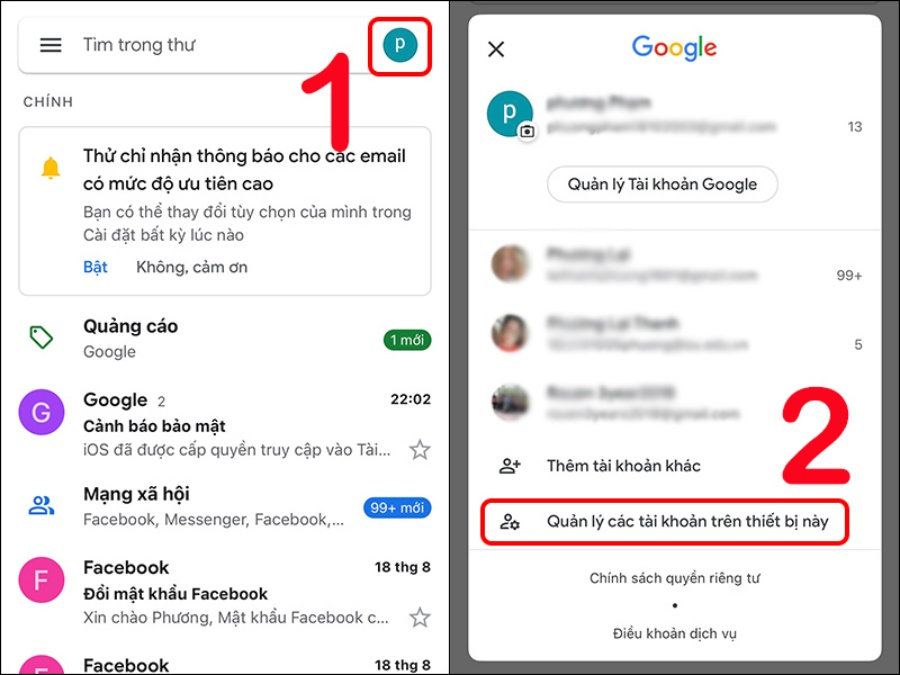 Cách đăng xuất tài khoản Google trên thiết bị khác