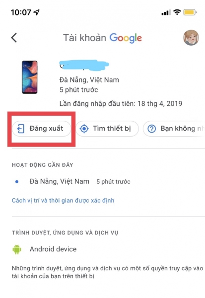 Cách đăng xuất tài khoản Google trên thiết bị khác