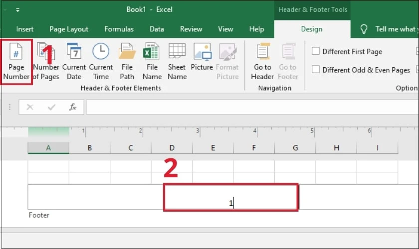 Chọn mục Page Number và điền số trang vào ô