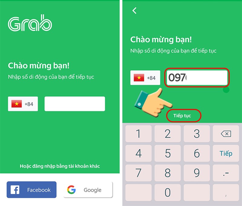 Đăng nhập tài khoản Grab trên điện thoại