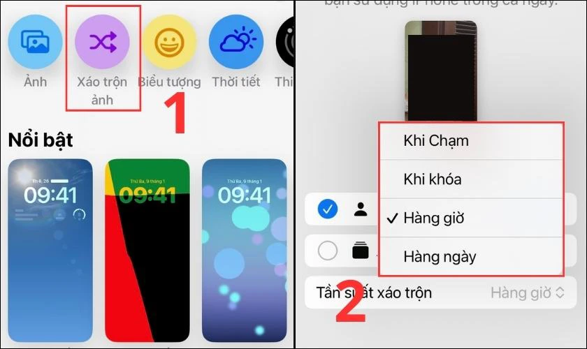 Chọn tiếp vào mục xáo trộn ảnh