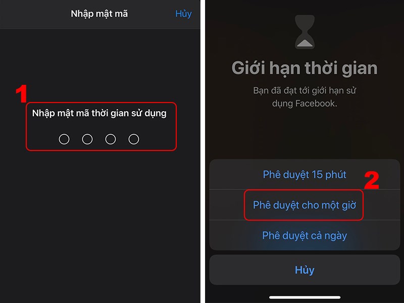 Nhập mật khẩu và chọn thời gian sử dụng