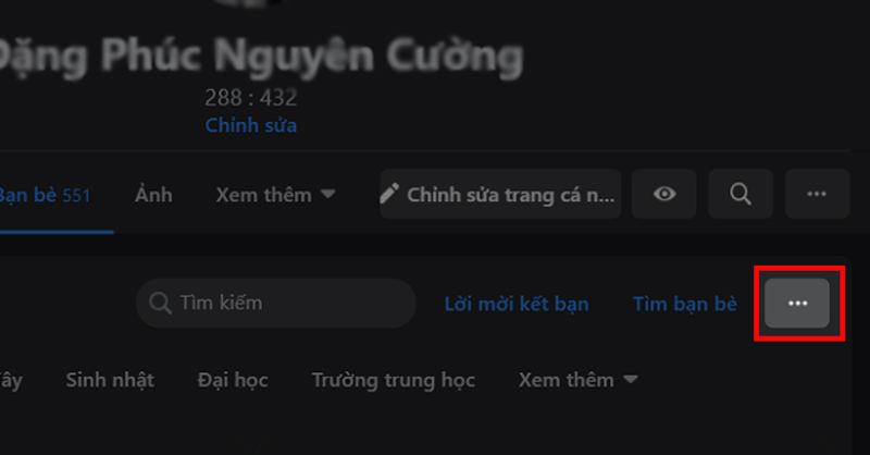 Chọn biểu tượng ba chấm ở bên phải giao diện