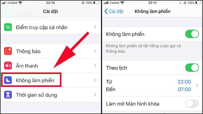 Chọn tùy chỉnh các tính năng âm lượng trong mục Không làm phiền