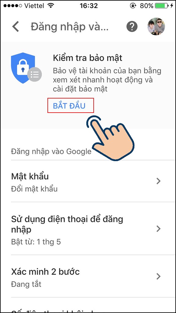 vào Đăng nhập và bảo mật.