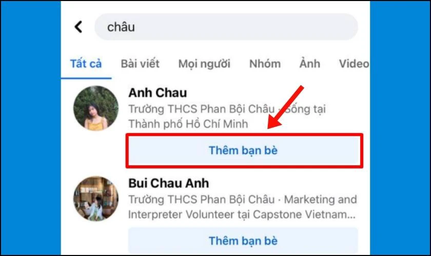 Nhập tên người mà bạn muốn tìm kiếm