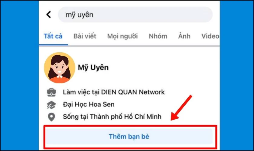 Bỏ chặn vừa nãy và nhấn nút Thêm bạn bè