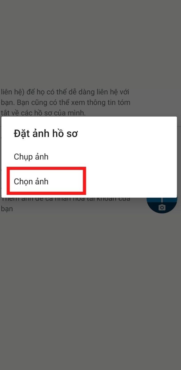 Chọn Chụp ảnh hoặc Chọn ảnh