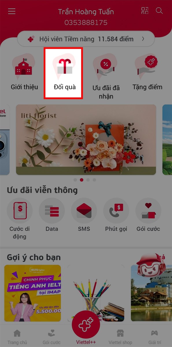 Chọn Đổi quà