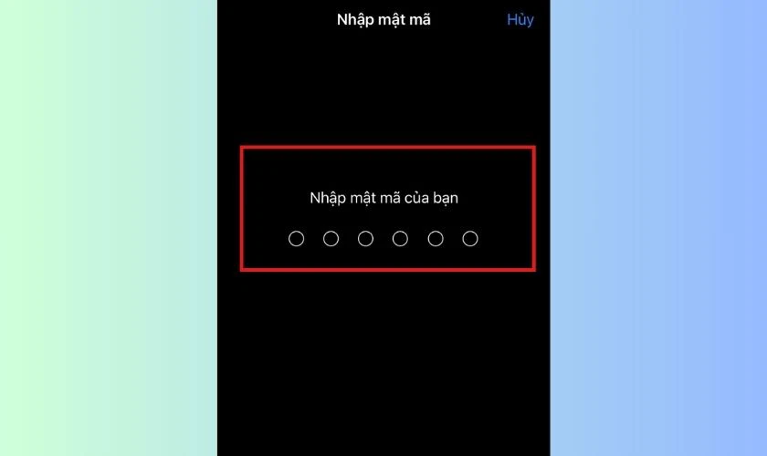 Nhập đúng mật mã hiện tại để đổi mật khẩu iPhone