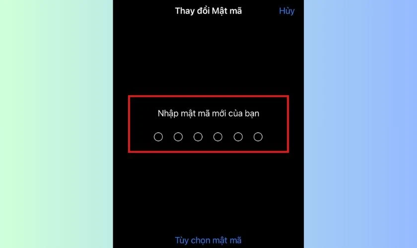 Nhập mật khẩu mới trên iPhone