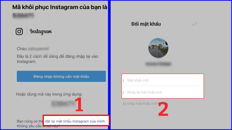 Nhấp vào đường dẫn đặt lại mật khẩu để đổi mật khẩu Instagram