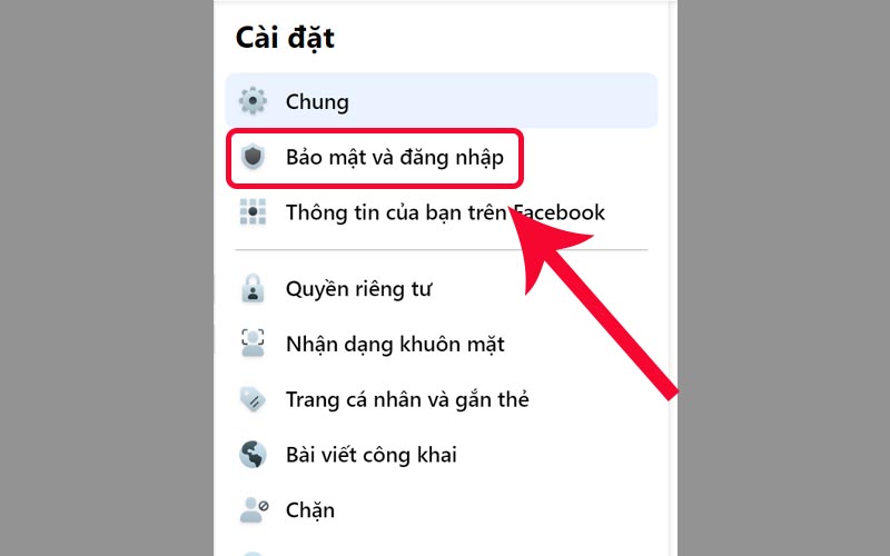 Chọn Bảo mật và đăng nhập