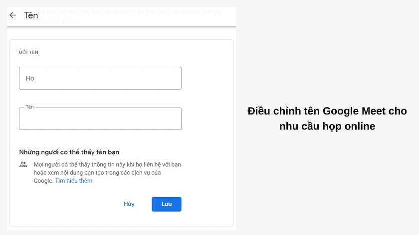 Đổi tên Google Meet từ ứng dụng máy tính