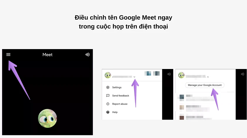 Đổi tên Google Meet từ ứng dụng điện thoại