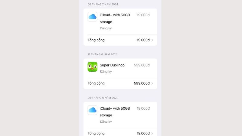 Khi đăng ký mua iCloud, ứng dụng trên App Store thì Phương thức thanh toán không còn hiện chữ None