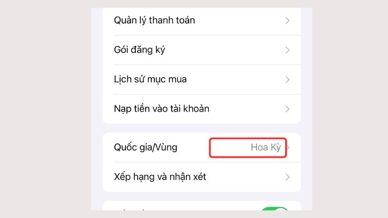 Xem lại quốc gia/vùng đã chuyển sang Hoa Kỳ