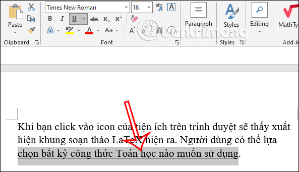 Chọn Font trong Word