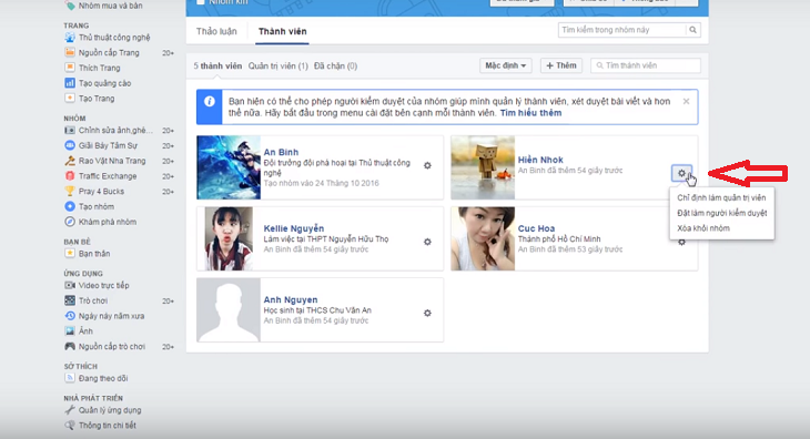 xoá nhóm facebook bằng điện thoại