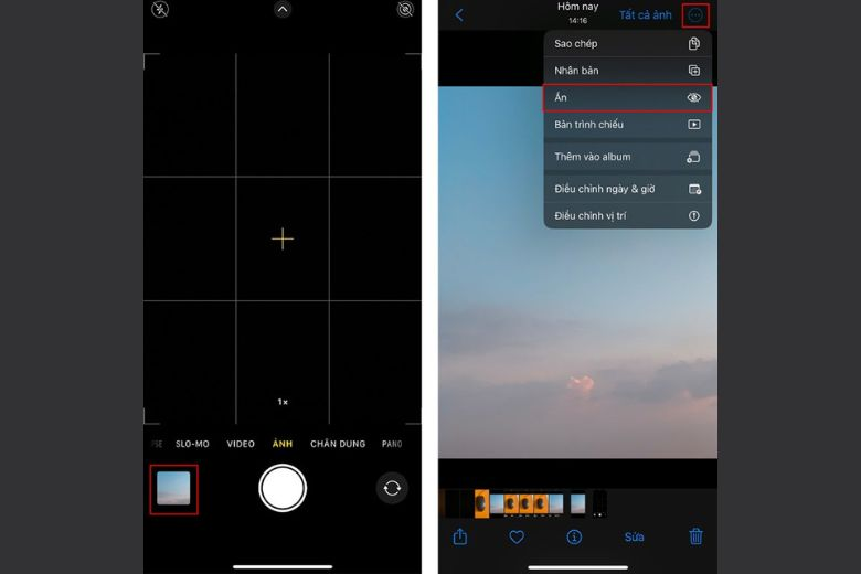 Cách ẩn hình ảnh ngay sau khi chụp trên iPhone