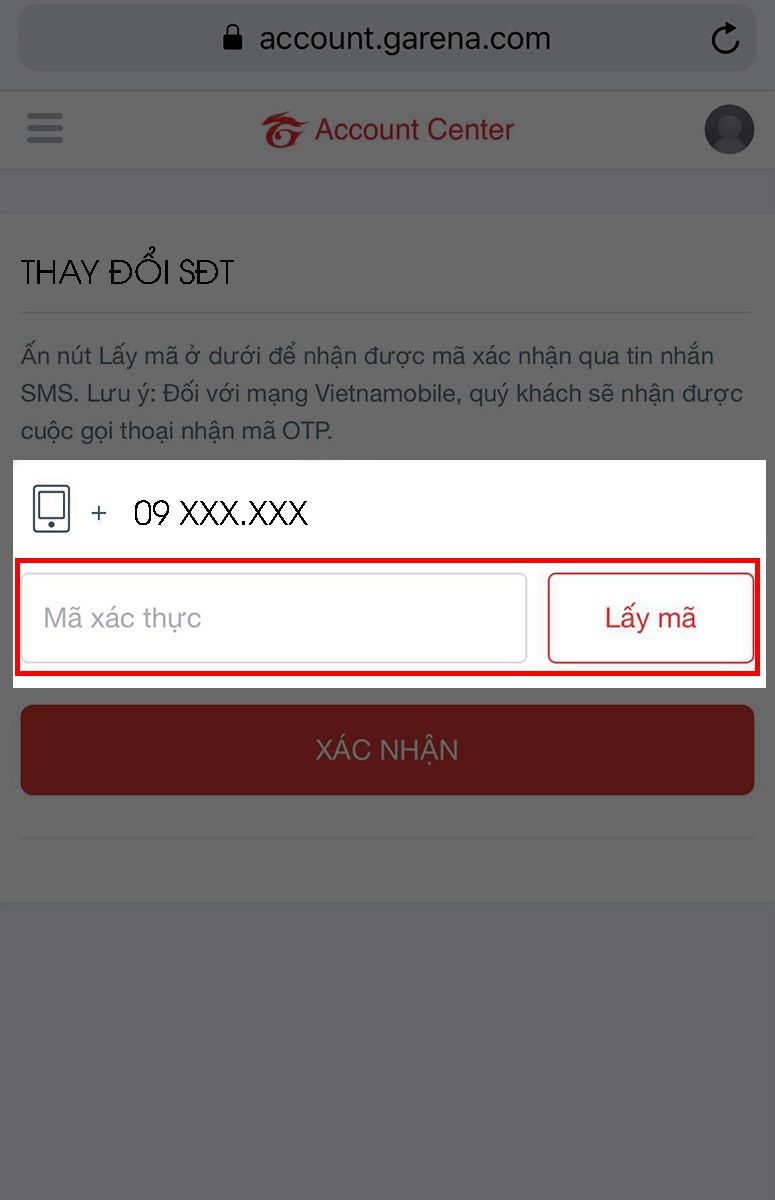 Lấy mã xác nhận ở tab 2 dán vào tab 1