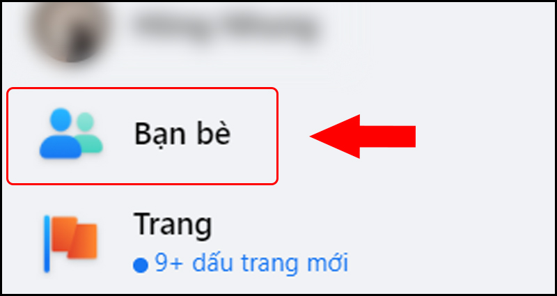 Nhấn chọn Bạn bè ở thanh menu bên trái màn hình