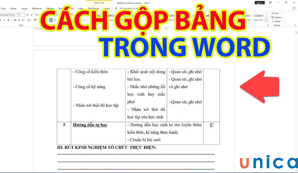 Thực hiện gộp bảng trong word giúp bảng tính khoa học hơn