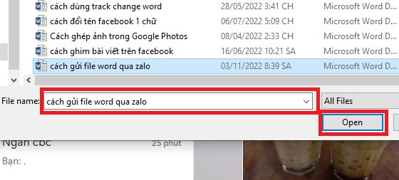 Cách gửi file word qua Zalo trên điện thoại, máy tính