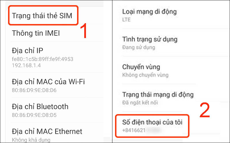 Số điện thoại của thiết bị sẽ hiển thị trong mục Số điện thoại của tôi