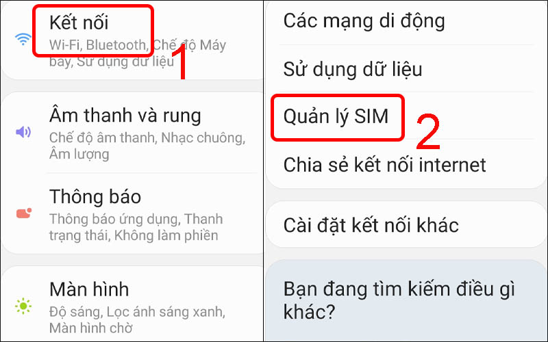 Chọn Quản lý SIM