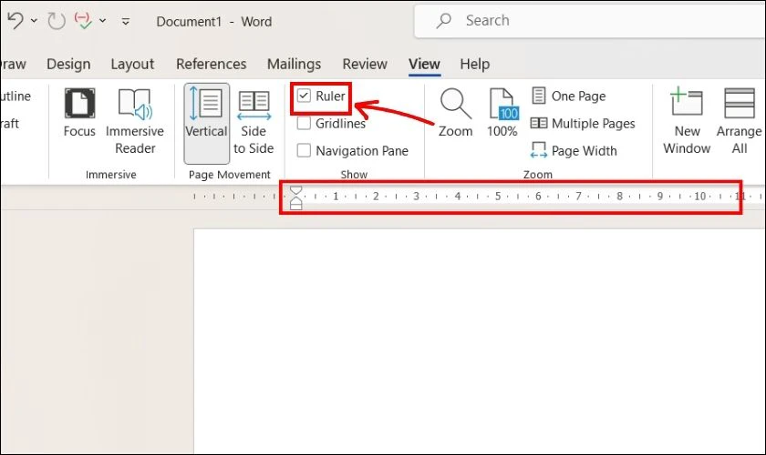 Hiện thanh thước trong Word trên Windows