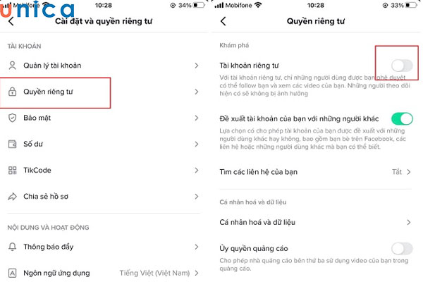 Tắt tính năng tài khoản riêng tư trên TikTok