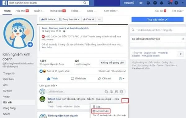 Hướng dẫn shop cách tắt - ẩn bình luận trên Facebook chi tiết