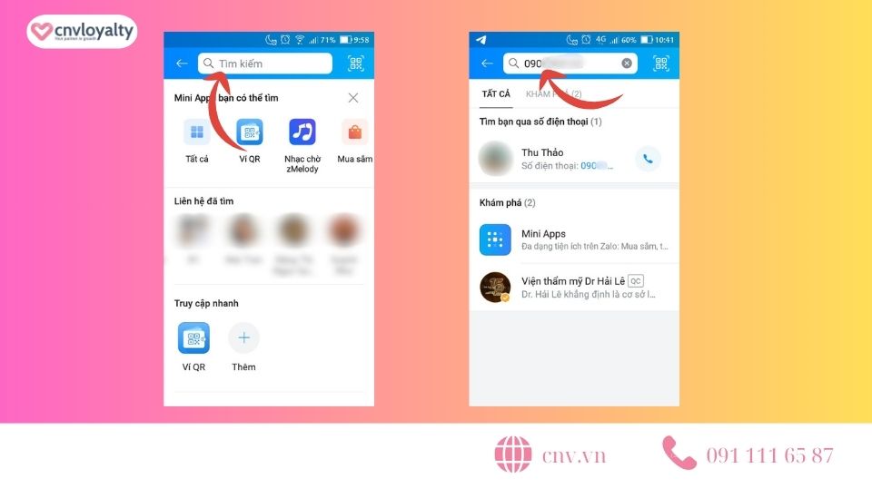 Tìm bạn trên Zalo để tâm sự qua số điện thoại
