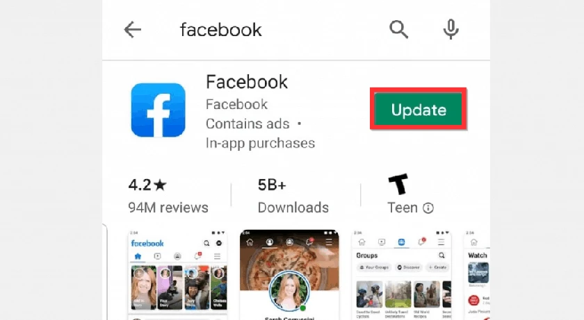 Đảm bảo đã được cập nhật phiên bản Facebook mới nhất