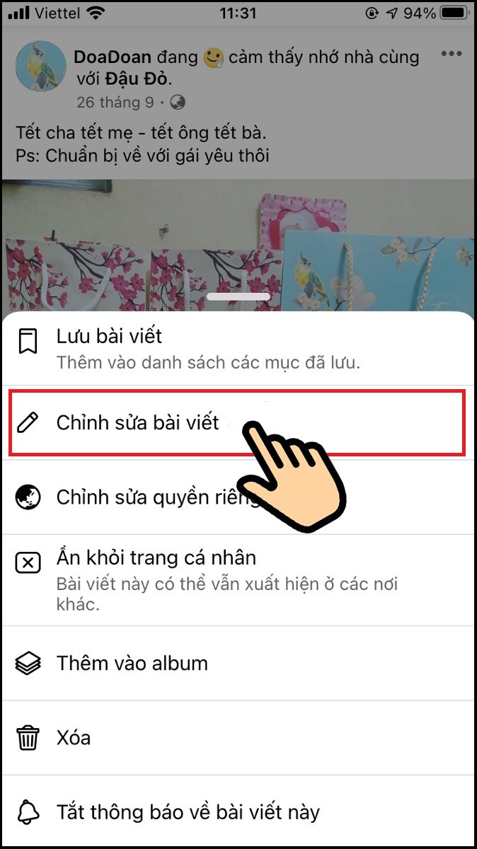 Chọn Chỉnh sửa bài viết