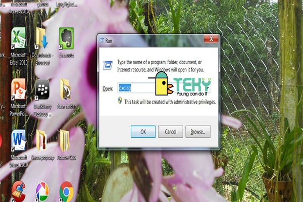 Thay vì với cách thứ nhất, bạn gõ câu lệnh dxdiag vào cửa sổ Run