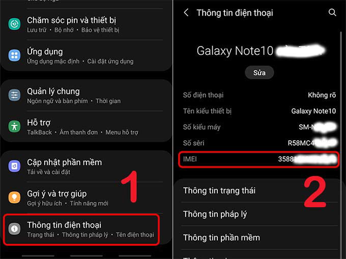 Kiểm tra số IMEI trên điện thoại Samsung cũ