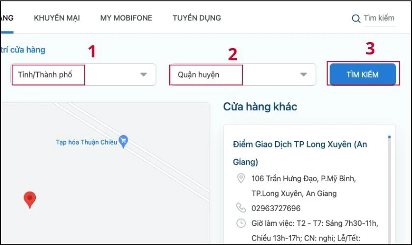 Nhập các thông tin và nhấn Tìm kiếm