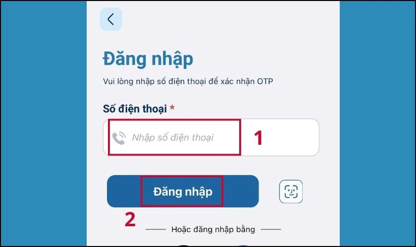 Nhập Số điện thoại và bấm vào Đăng nhập