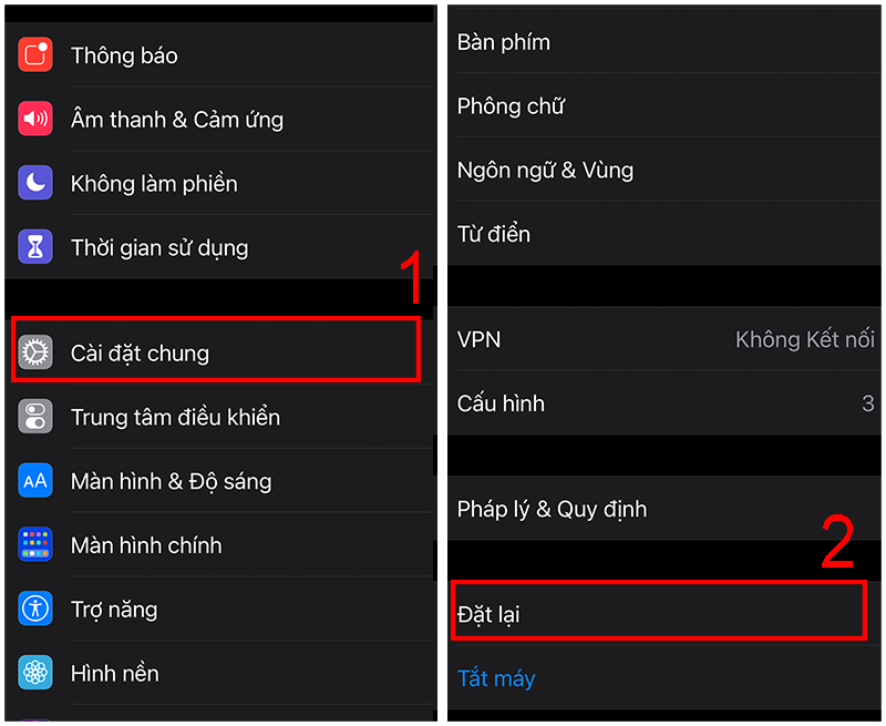 Đặt lại cài đặt iPhone