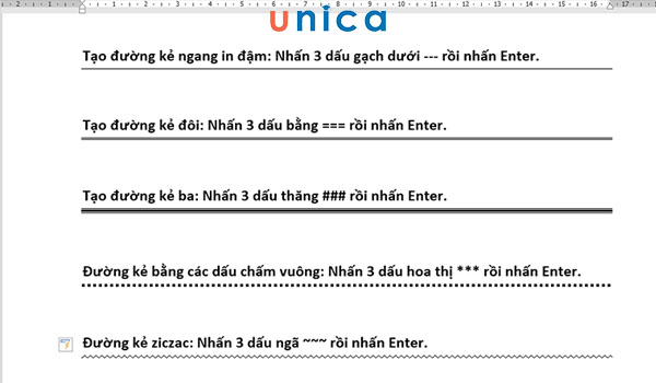 Cách vẽ gạch ngang trong word bằng phím tắt