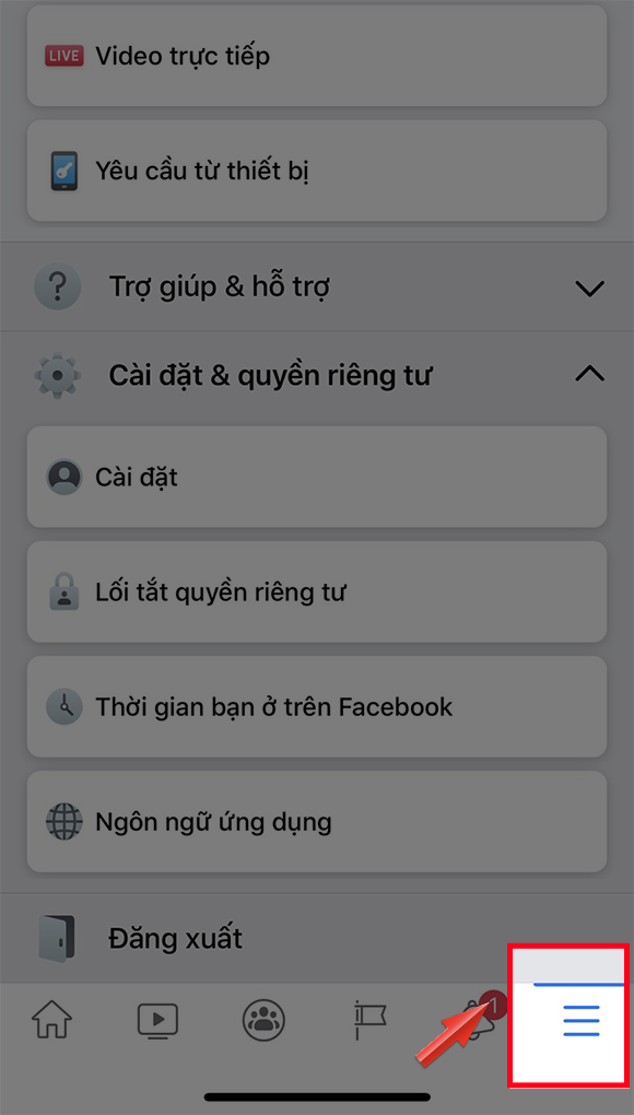 Chọn vào biểu tượng 3 gạch phía dưới bên góc phải màn hình.