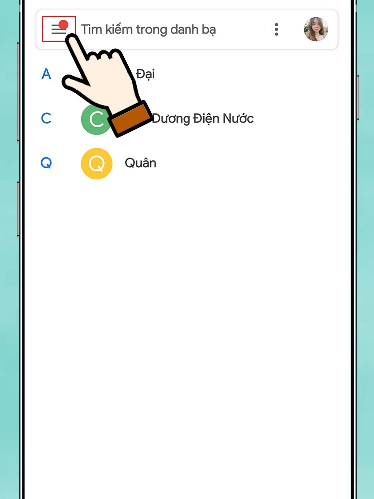 Mở danh bạ Gmail điện thoại