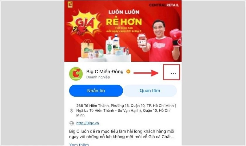 Chọn vào biểu tượng dấu 3 chấm