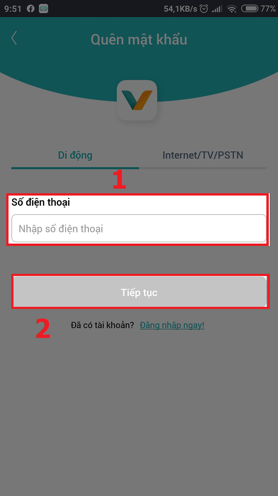 nhập số điện thoại